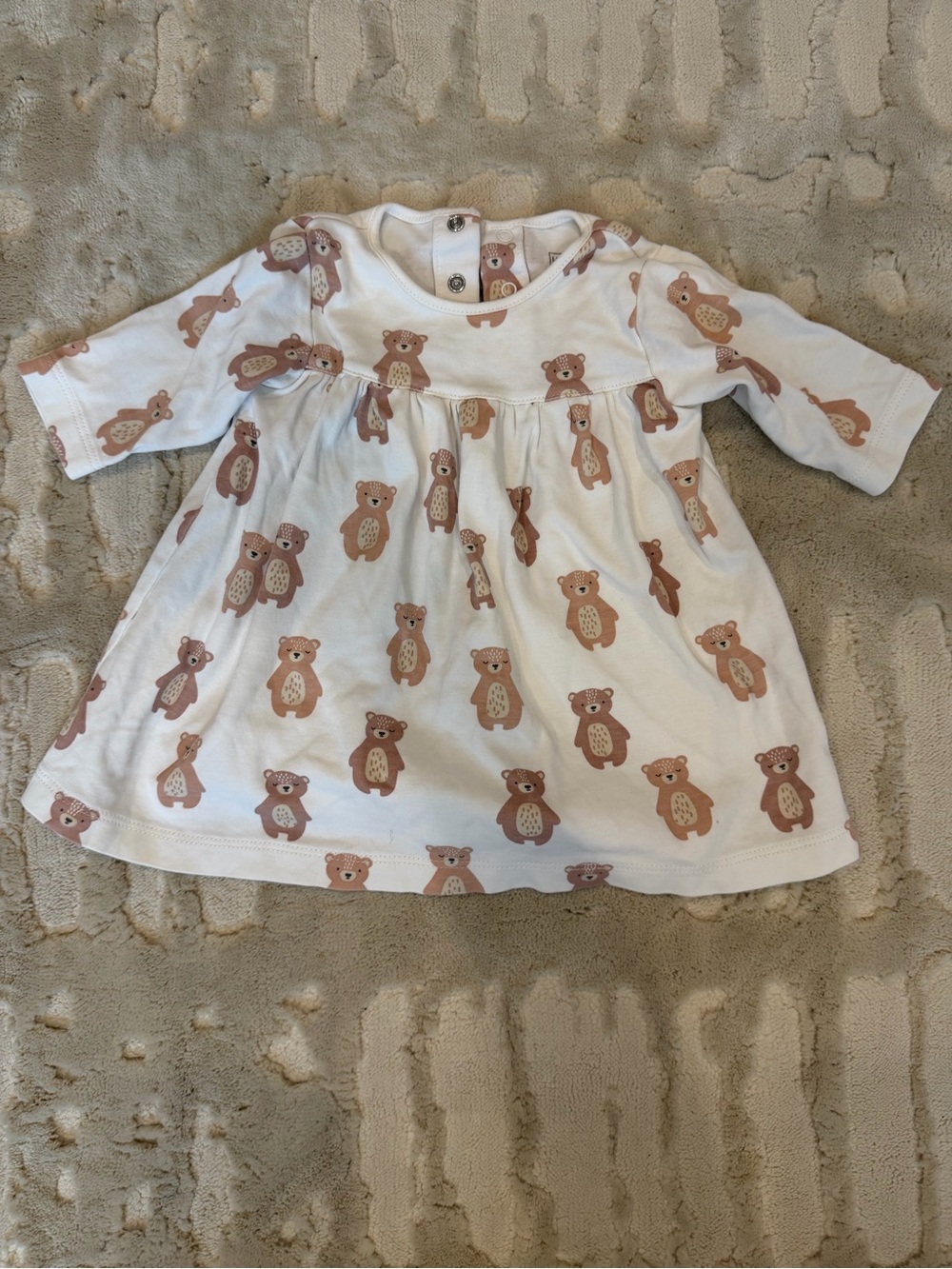 Baby Bear Print Dress - White with Bears